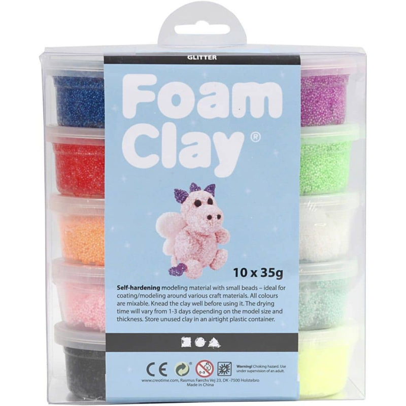 Foam Clay Glitter - 10 kleuren klei - elk 35 gr
