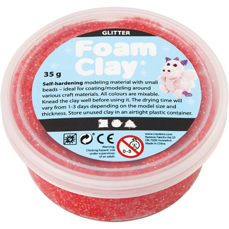 Foam Clay Glitter Rood 35 gram