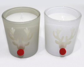 Kaarsglas met was en Rudolph-neus
