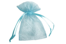 Organza zakje blauw per 10st  10x 15cm