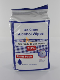 Bio-Clean alcoholgeldoekjes 18 x 18 cm. navulling 125 stuks