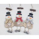 Houten hanger 'Snowman' XL 28x5.5cm