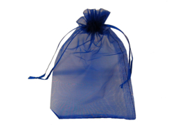 Organza zakje donker blauw 15 x 21cm  per 5 st