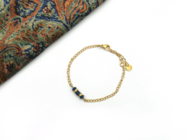 Armband Iris, sodaliet, zilver of goud roestvrijstaal
