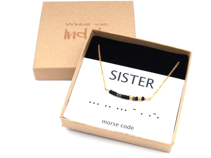 Ketting morse code zus, sister, soeur