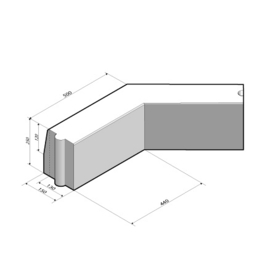 Trottoirband 13/15x25 Hoekstuk 135 uitwendig