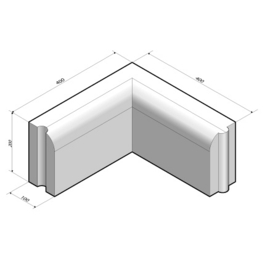 Gazonband grijs 10x20 hoekstuk 90 inwendig