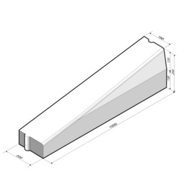 Inritverloopband t.b.v. trottoirband 18/20x25x100 rechts