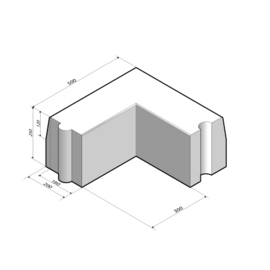 Trottoirband 18/20x25 Hoekstuk 95 uitwendig