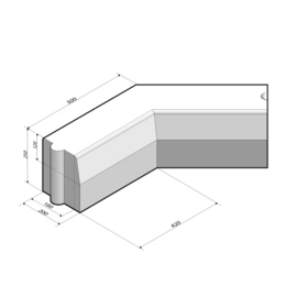 Trottoirband 18/20x25 Hoekstuk 135 uitwendig