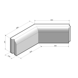 Gazonband grijs 10x20 hoekstuk 135 inwendig