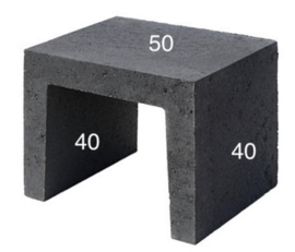 U element 40x40x50 cm zwart