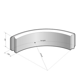 Gazonband grijs 10x20 bocht R=2 uitwendig