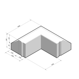 RWS-band 13/25x20 Hoekstuk 90 Uitwendig