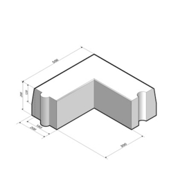 Trottoirband 18/20x20 Hoekstuk 90 uitwendig