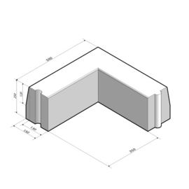 Trottoirband 13/15x25 Hoekstuk 90 uitwendig