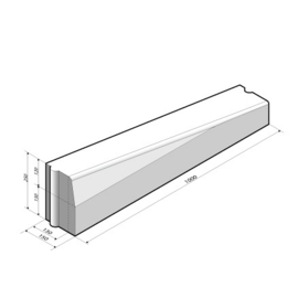 Inritverloopband t.b.v. trottoirband 13/15x25x100 links