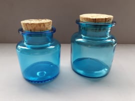 Glazen potten, blauw, set.