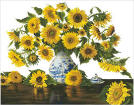 Sunflowers in a China Vase