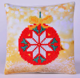 Kerstkussentje Rode Kerstbal