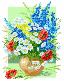 Delphinium and Ox-Eye Daisy