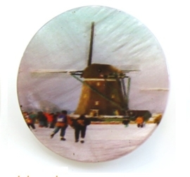 Knoop parelmoer met Oud Hollandse molen