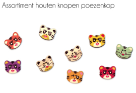 Houten knopen Poezenkop