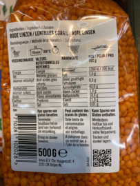 Rode linzen verpakt per 500 gram