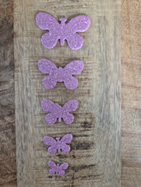 Vlinders  Foam 2 x 5 Glitter Roze