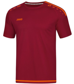 Jako T-shirt/Shirt Striker 2.0 KM Wijnrood/Fluo oranje