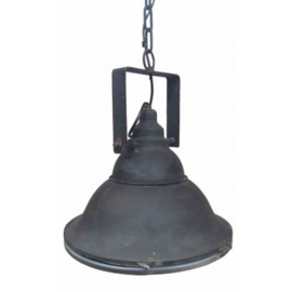 Industriële metalen hanglamp met glas (MF041)