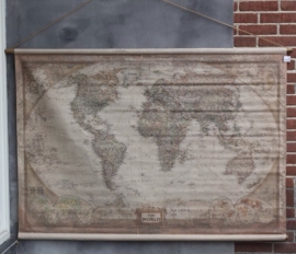 Oude Wereldkaart op doek 90 x 60 cm