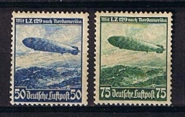 Michel 606/607 luftschiffs Hindenburg postfris met org. gom. cat waarde 50,-