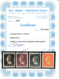 NVPH no 178/181 postfris met fotocertificaat, cat waarde 415,-