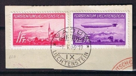 Zeppelin 1936 michel 149/150 gebruikt op briefstukje. cat waarde 240,00