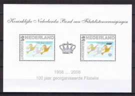 Blokje ter gelegenheid van Koninklijke ned. bond, opdruk KNBF postfris.