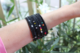 one size - Beaded bracelet Ibiza Hippy Chic style BLACK MULTICOLOR