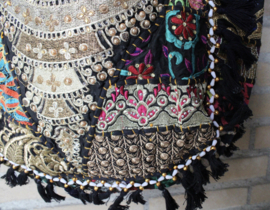 One of a kind, richely embroidered Banjari Indian Bohemian Bag BLACK5 GOLD