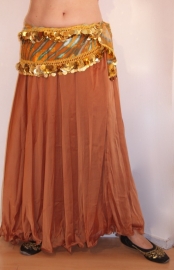 S, M, L, XL -  2-piece set : 2 layer full circle skirt + veil COPPER GOLD BROWN COLOR