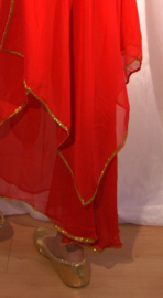 Rok orientaals tulpmodel ROOD goud afgeboord met pailletten - XS, S, M