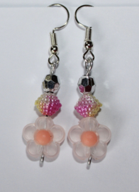 Ladies or girls - Flower earrings YELLOW/GOLD or ORANGE/SILVER