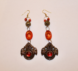 Lichtgewicht oorbellen KOPER-kleur ROOD filigraan - Lightweight earrings RED COPPER color