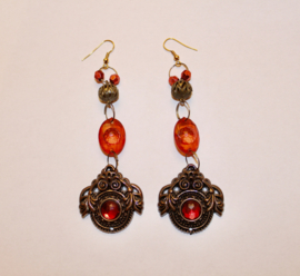 Lightweight Christmas earrings BRONZE GOLDEN filigree