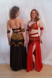 6-piece Egyptian bellydance costume BROWN GOLD velvet, Egyptian style