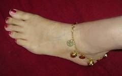 Anklet chain with coins and bells gold or silver color
