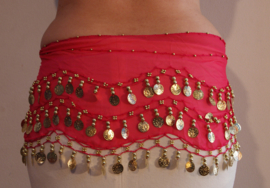 Basic bellydance hipbelt 7 different colors RED WHITE GREEN FUCHSIA PURPLE - Foulard de danse orientale aux sequins DORÉS