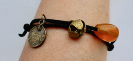 "Meditation time" Leather Lace bracelet - one size adaptable - Bracelet  charme "Bracelet méditation"