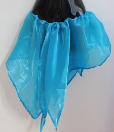 one size - Asymmetrical shiny fabric points "Yasmin" skirt TURQUOISE BLUE - Jupe "Jasmine" asymmétrique, non décorée, taille élastique, d'un tissu lisse brillant TURQUOISE BLEU