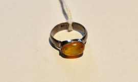 ZILVEREN ring met AMBER barnsteen - maat 54-55 size