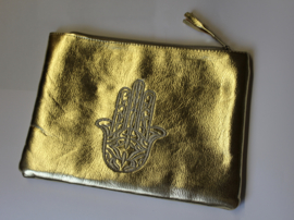 24 cm x 17 cm - GOLDEN Purse / Pouch hand of Fatima  -Étui DORÉ, main de Fathma